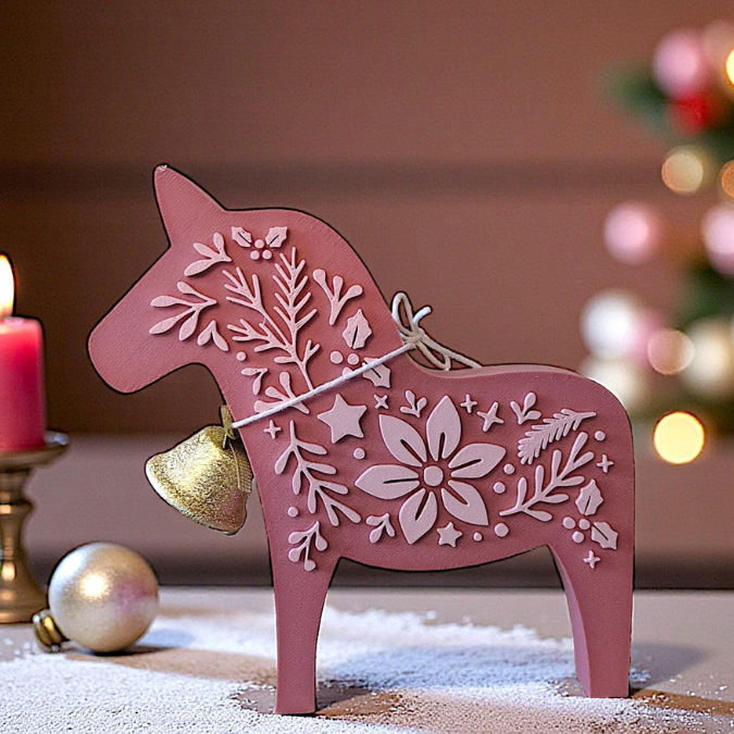 STL 3D Druck Datei Winter Skandi Dala in 2 Designs Scandi christmas Weihnachten 3D-Druck Winterdeko Dalapferd Dalas Floral zum Aufstellen – Bild 4