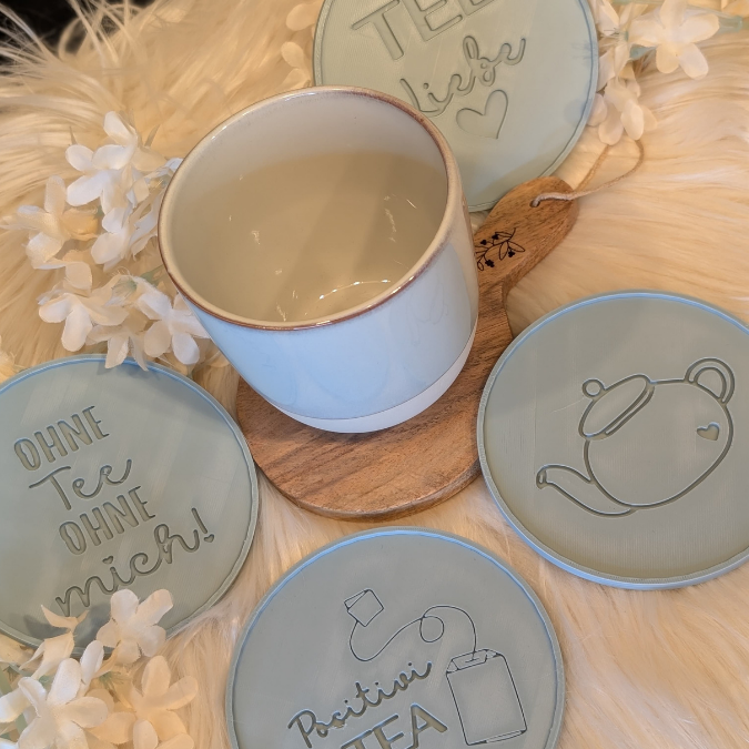 STL 3D Druck Datei Untersetzer Tee Teeliebe 6 Designs für Tassen Teetasse Positivitea 3D-Datei 3D-Druck Vorlage – Bild 4