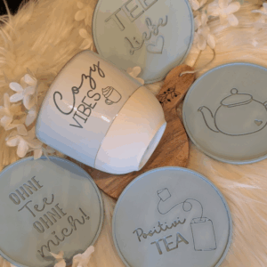 STL 3D Druck Datei Untersetzer Tee Teeliebe 6 Designs für Tassen Teetasse Positivitea 3D-Datei 3D-Druck Vorlage