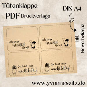 PRINT DRUCKVORLAGE PDF Verpackung Geschenkkarte 2 Designs in der Tüte Wichtel Printable zum ausdrucken Inlay wichtelig wichtelgruß