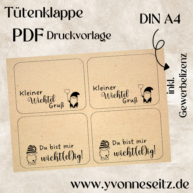 PRINT DRUCKVORLAGE PDF Verpackung Geschenkkarte 2 Designs in der Tüte Wichtel Printable zum ausdrucken Inlay wichtelig wichtelgruß