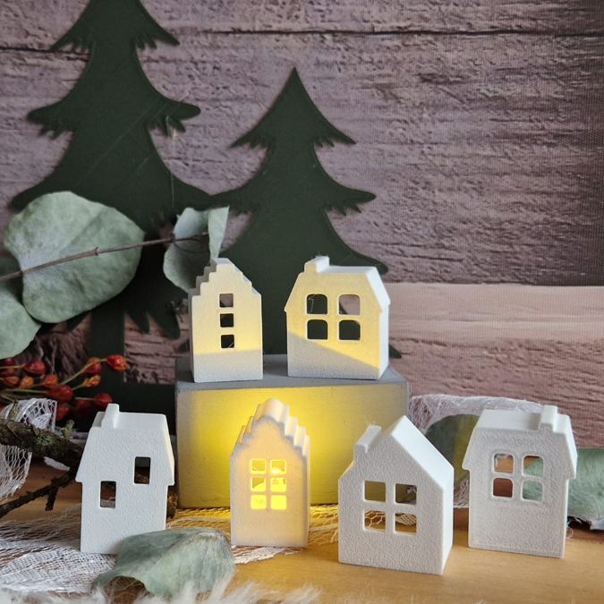 STL 3D Druck Datei Weihnachten 7er Set LED-Ballonlicht Häuser Haus Häuschen Mini Häuser Lichthaus Lichthäuser 3D-Datei 3D-Druck Vorlage – Bild 4