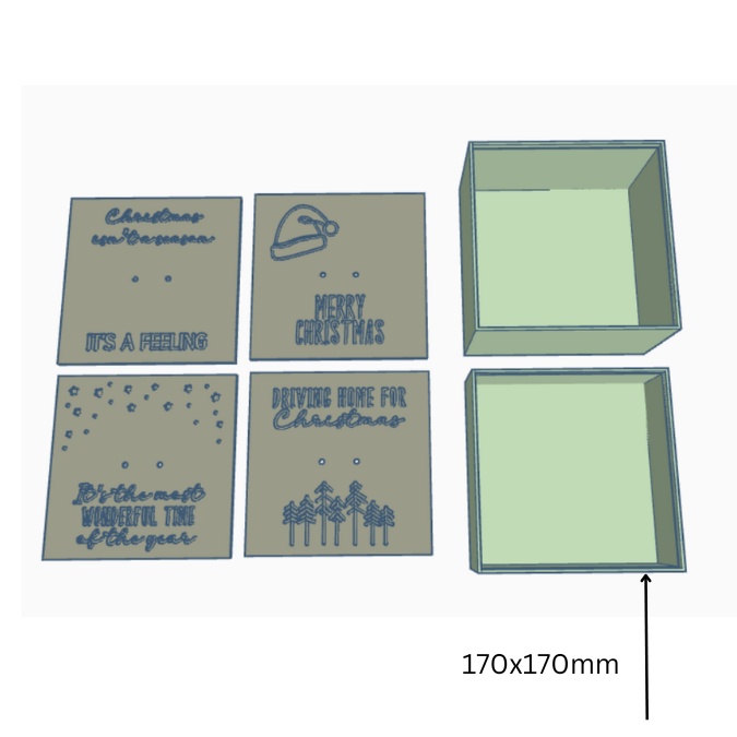 STL 3D Druck Datei Geschenkboxen 170x170 in 2 Höhen mit 4 Deckel Designs 3D-Datei 3D-Druck Vorlage Weihnachten Box Schachtel Geschenkbox – Bild 2