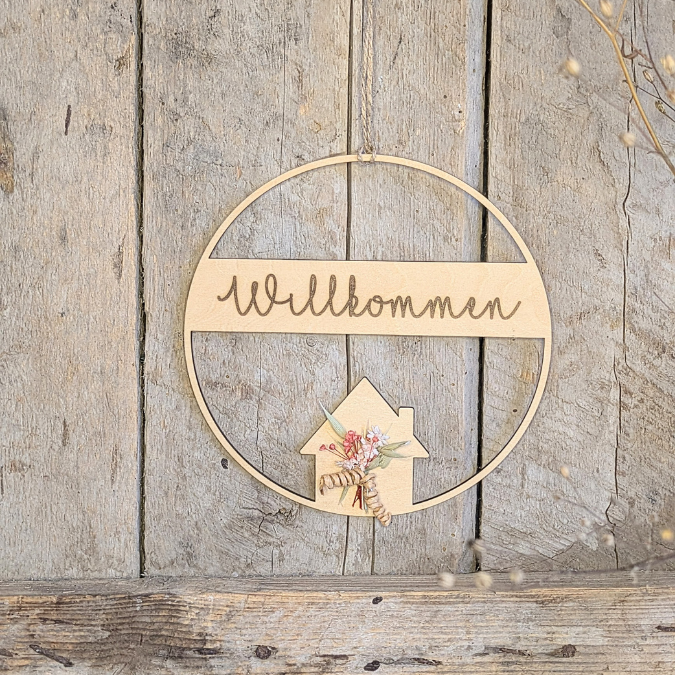 SVG Laserdatei 2er Set Kranz Hereinspaziert Willkommen Zuhause mit Häuschen für Trockenblumen Türdeko Geschenkidee SVG Datei loop hoop – Bild 13