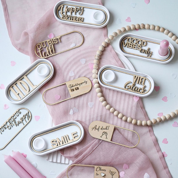 SVG Laserdatei 12 Designs Einleger für kleines ovales Deko Tablett Geburtstag Happy Moments Du bist toll Geschenkidee Mitbringsel SVG Datei – Bild 3