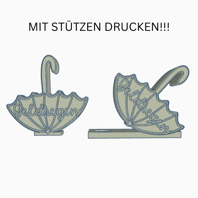 STL 3D Druck Datei 2er Set Geldregen Regenschirm für Geld, Gutscheine, Blumen Geldgeschenk Geburtstag Regenschirm 3D-Datei 3D-Druck Vorlage – Bild 2