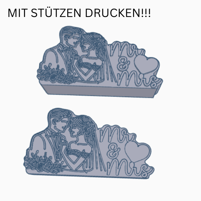 STL 3D Druck Datei Hochzeit Brautpaar Kirche Mr & Mrs Geldgeschenk mit Platz für Blumen und Geld 3D Datei 3D Druck Vorlage Hochzeitsgeschenk – Bild 3