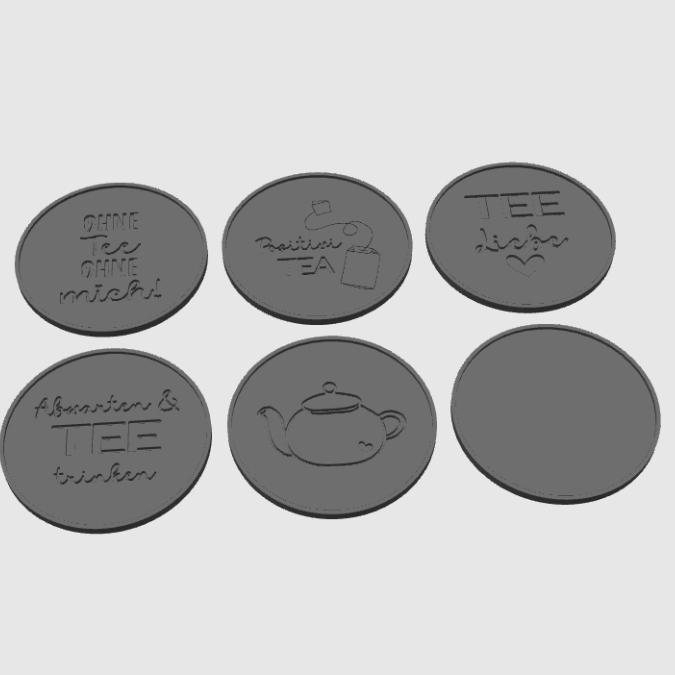STL 3D Druck Datei Untersetzer Tee Teeliebe 6 Designs für Tassen Teetasse Positivitea 3D-Datei 3D-Druck Vorlage – Bild 3