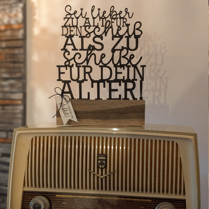 SVG Laserdatei Klötzchenschrift Klötzchen "Sei lieber zu alt für den scheiß als zu scheiße für dein Alter" SVG Datei Klötzchendatei