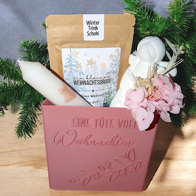 STL 3D Druck Datei 4 Designs Tüte Leuchttüte Weihnachten Geschenktüte skalierbar Deko Weihnachtsgeschenk 3D-Datei 3D-Druck Vorlage Advent Geschenkidee – Bild 3