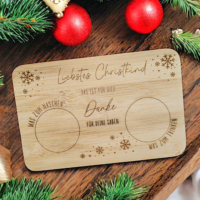 SVG Laserdatei 2 Designs Christkind Brettchen Dekobrett Weihnachten was zum naschen für das Christkind Heilige Nacht SVG Datei