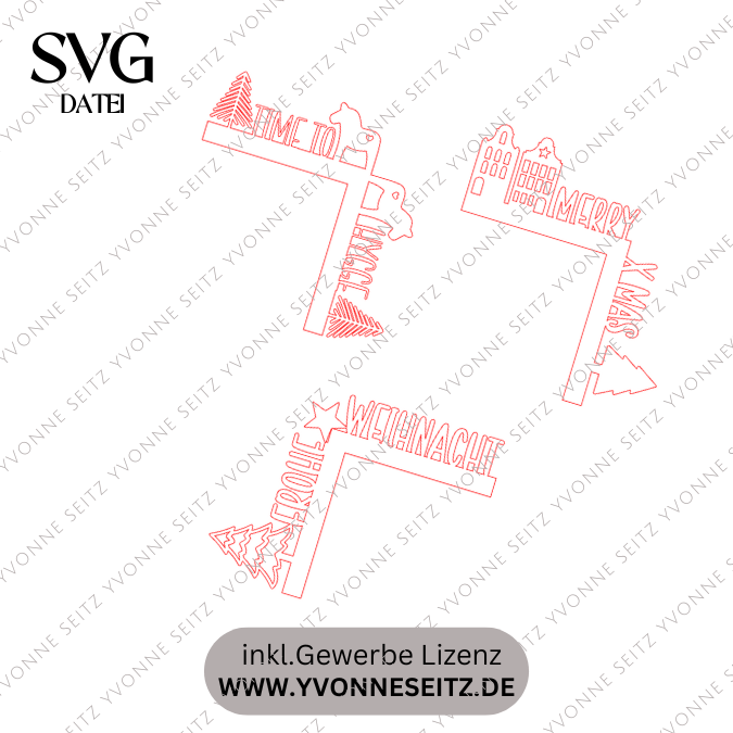 SVG Laserdatei 3 Designs Türrahmen Kanten Weihnachtsdeko Hygge Dala Weihnachten Türdeko Tür Türkante Wohnzimmer hyggelig Winter SVG Datei – Bild 2