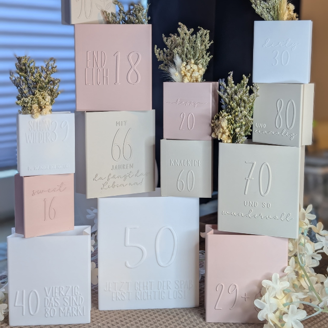 13 Designs STL 3D Druck Datei Geburtstag Geburtstagstüten skalierbar 16 18 20 29+ 30 39 40 50 60 66 70 80 90 happy birthday 3D-Druck Datei – Bild 12