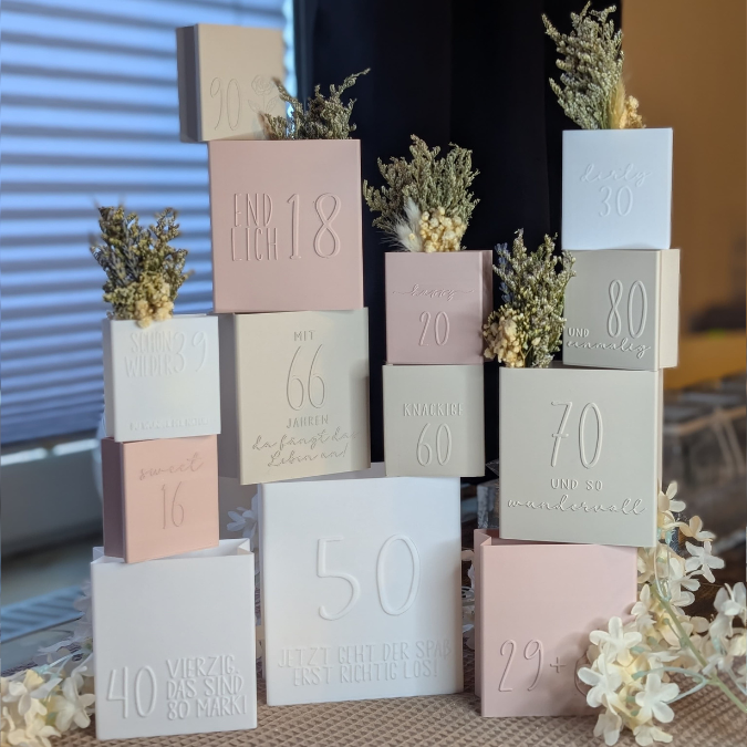 13 Designs STL 3D Druck Datei Geburtstag Geburtstagstüten skalierbar 16 18 20 29+ 30 39 40 50 60 66 70 80 90 happy birthday 3D-Druck Datei