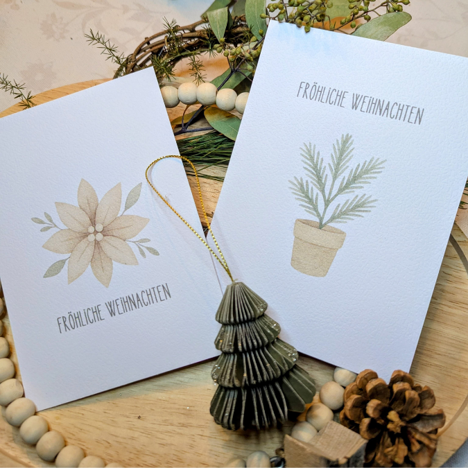 Postkarten Druckvorlage 2 Designs Fröhliche Weihnachten PDF Karte Geschenkkarte Printable Postkarte – Bild 2