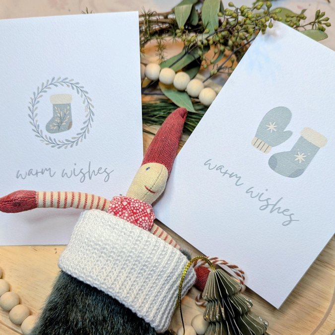 Postkarten Druckvorlage 2 Designs warm wishes Wintergruß winterkarte PDF Karte Geschenkkarte Printable Postkarte – Bild 3