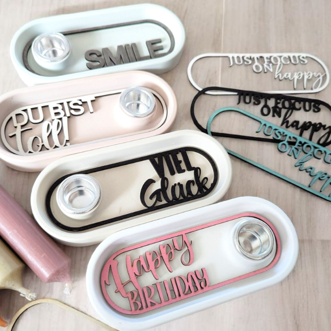 SVG Laserdatei 12 Designs Einleger für kleines ovales Deko Tablett Geburtstag Happy Moments Du bist toll Geschenkidee Mitbringsel SVG Datei – Bild 12
