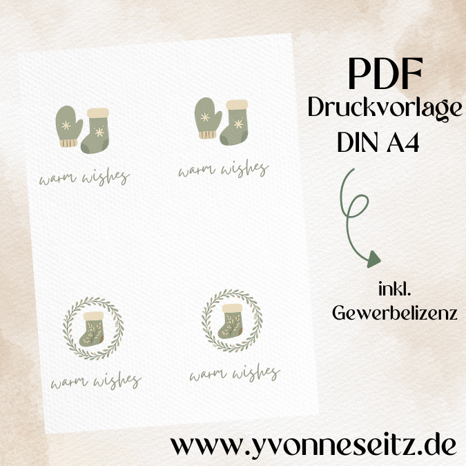 Postkarten Druckvorlage 2 Designs warm wishes Wintergruß winterkarte PDF Karte Geschenkkarte Printable Postkarte