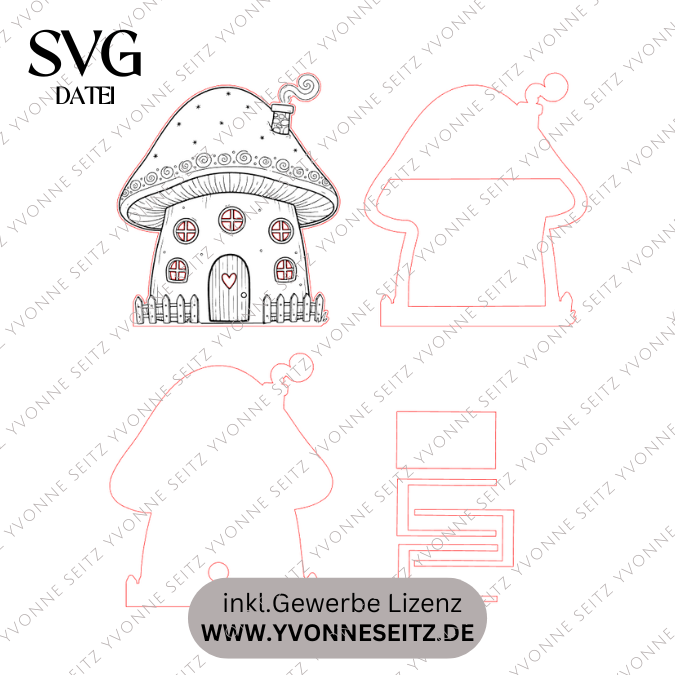SVG Laser Datei Wichtelhaus zum beleuchten Wichtel Weihnachten Weihnachtswichtel Pilzhaus Feenhaus Wichtelidee Skandi Elfenhaus Kinder – Bild 2