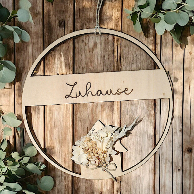 SVG Laserdatei 2er Set Kranz Hereinspaziert Willkommen Zuhause mit Häuschen für Trockenblumen Türdeko Geschenkidee SVG Datei loop hoop – Bild 11