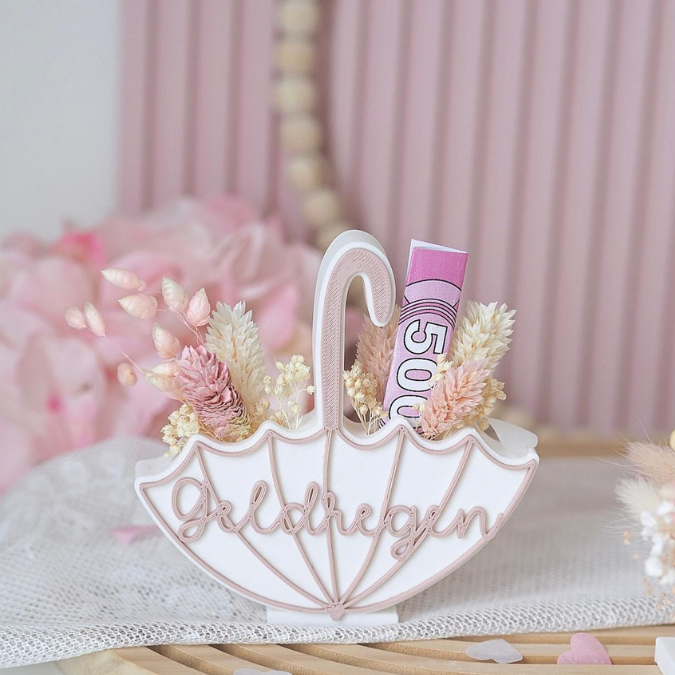 STL 3D Druck Datei 2er Set Geldregen Regenschirm für Geld, Gutscheine, Blumen Geldgeschenk Geburtstag Regenschirm 3D-Datei 3D-Druck Vorlage – Bild 4