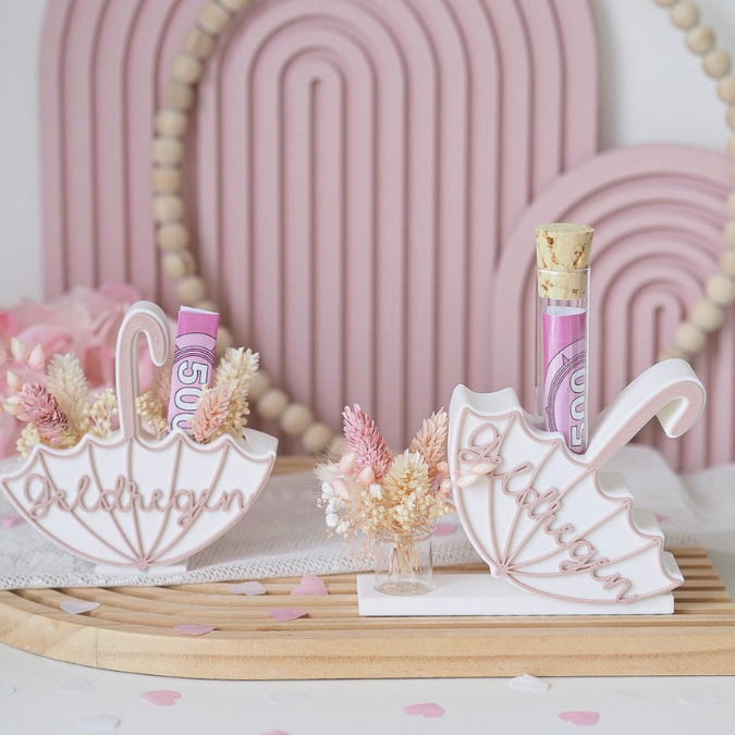 STL 3D Druck Datei 2er Set Geldregen Regenschirm für Geld, Gutscheine, Blumen Geldgeschenk Geburtstag Regenschirm 3D-Datei 3D-Druck Vorlage