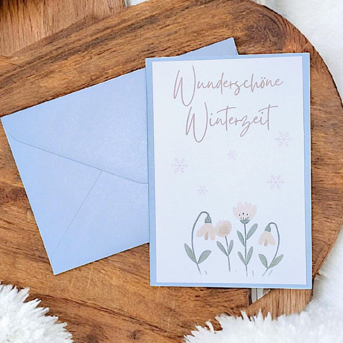 Postkarten Druckvorlage 2 Designs Wunderschöne Winterzeit Adventszeit PDF Karte Geschenkkarte Printable Postkarte Skandi Weihnachtskarte – Bild 4