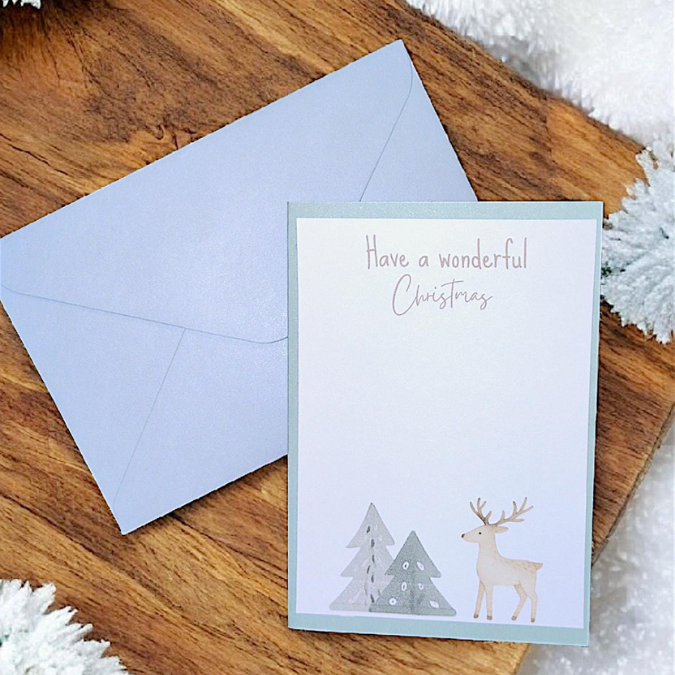 Postkarten Druckvorlage 2 Designs Christmas wishes Reindeer kisses PDF Karte Geschenkkarte Printable Postkarte Skandi Winter Weihnachtskarte – Bild 5