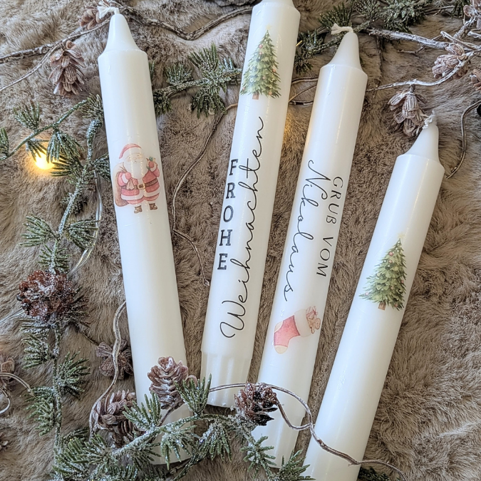 Nikolaus Christkind Weihnachtsmann Gruß PDF Kerzen Tattoo Vorlage A4 Kerzentattoos zum selber drucken für Wasserschiebefolie DIGITALE DATEI – Bild 2