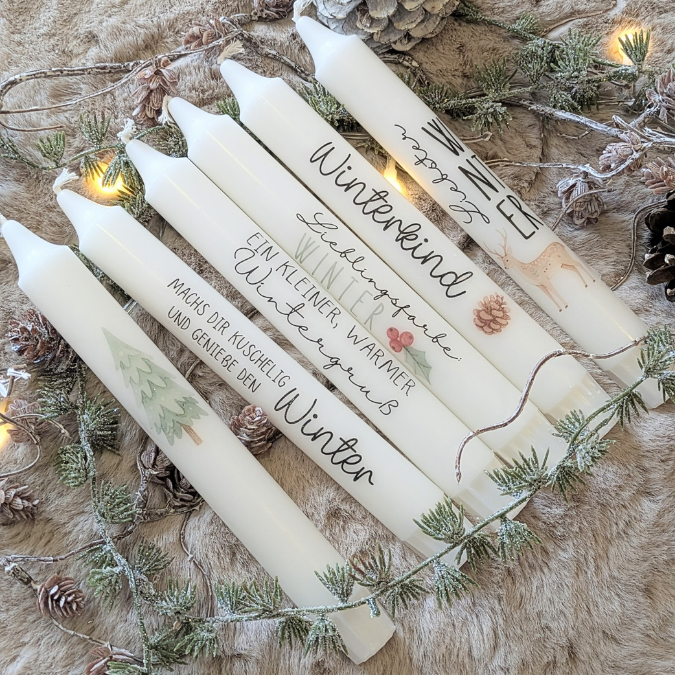 Winterkind Winterliebe PDF Kerzen Tattoo Vorlage A4 Kerzentattoos zum selber drucken Kerzensticker DIGITALE DATEI für Wasserschiebefolie – Bild 2