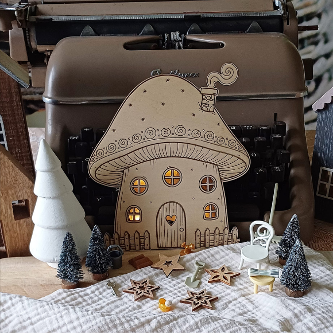 SVG Laser Datei Wichtelhaus zum beleuchten Wichtel Weihnachten Weihnachtswichtel Pilzhaus Feenhaus Wichtelidee Skandi Elfenhaus Kinder – Bild 7