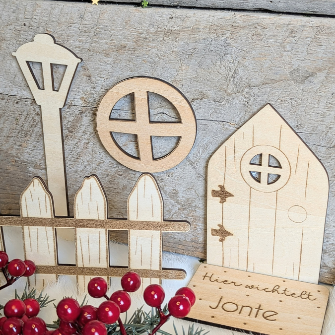 SVG Laserdatei Wichtelset Wichteltür Weihnachtswichtel Wichtelzubehör Weihnachten Kinder Wichtelzaun SVG Datei personalisierbar – Bild 11