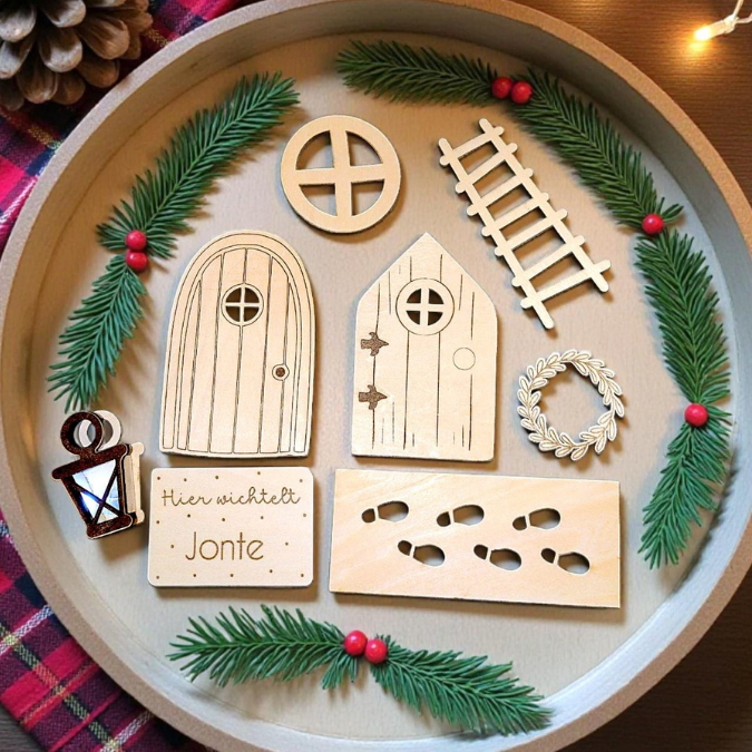 SVG Laserdatei Wichtelset Wichteltür Weihnachtswichtel Wichtelzubehör Weihnachten Kinder Wichtelzaun SVG Datei personalisierbar – Bild 12