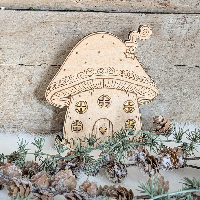 SVG Laser Datei Wichtelhaus zum beleuchten Wichtel Weihnachten Weihnachtswichtel Pilzhaus Feenhaus Wichtelidee Skandi Elfenhaus Kinder – Bild 6