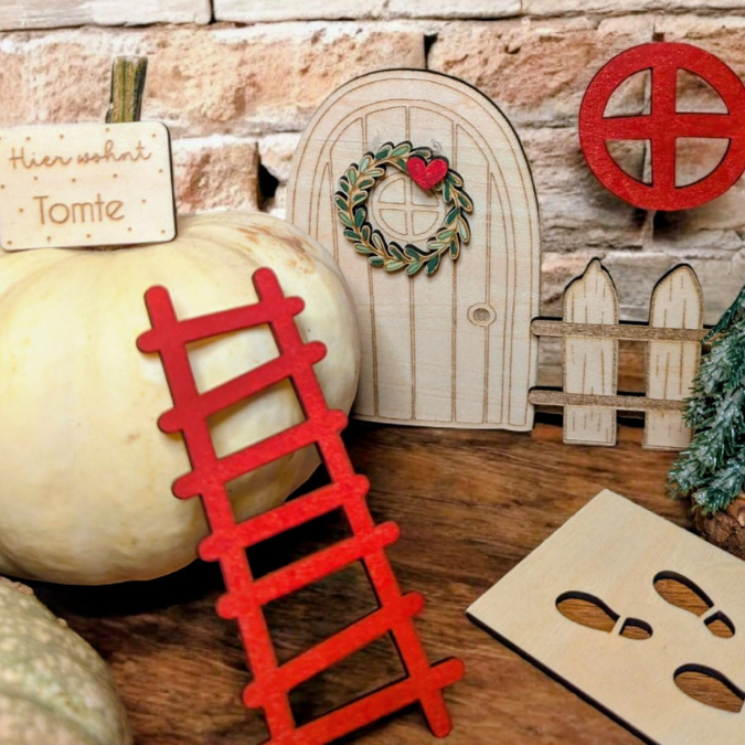 SVG Laserdatei Wichtelset Wichteltür Weihnachtswichtel Wichtelzubehör Weihnachten Kinder Wichtelzaun SVG Datei personalisierbar – Bild 3