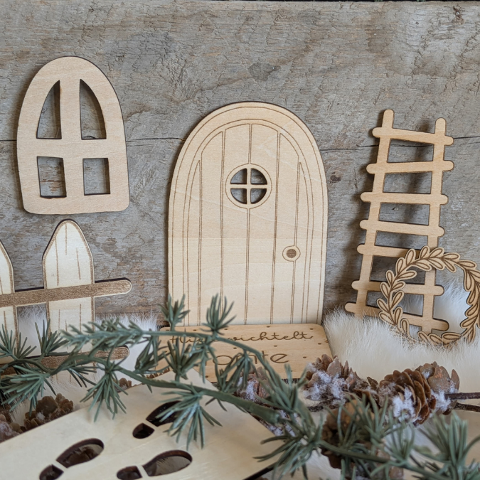 SVG Laserdatei Wichtelset Wichteltür Weihnachtswichtel Wichtelzubehör Weihnachten Kinder Wichtelzaun SVG Datei personalisierbar – Bild 4