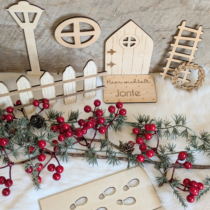 SVG Laserdatei Wichtelset Wichteltür Weihnachtswichtel Wichtelzubehör Weihnachten Kinder Wichtelzaun SVG Datei personalisierbar – Bild 5