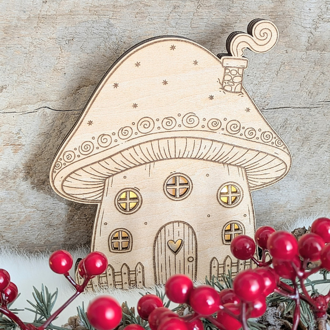 SVG Laser Datei Wichtelhaus zum beleuchten Wichtel Weihnachten Weihnachtswichtel Pilzhaus Feenhaus Wichtelidee Skandi Elfenhaus Kinder – Bild 4