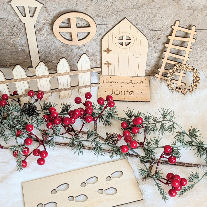 SVG Laserdatei Wichtelset Wichteltür Weihnachtswichtel Wichtelzubehör Weihnachten Kinder Wichtelzaun SVG Datei personalisierbar – Bild 6