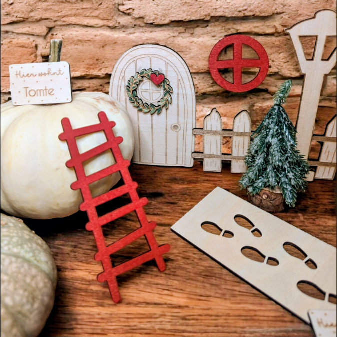 SVG Laserdatei Wichtelset Wichteltür Weihnachtswichtel Wichtelzubehör Weihnachten Kinder Wichtelzaun SVG Datei personalisierbar – Bild 8