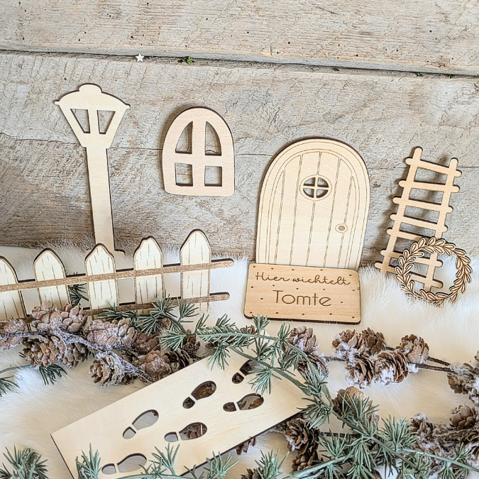 SVG Laserdatei Wichtelset Wichteltür Weihnachtswichtel Wichtelzubehör Weihnachten Kinder Wichtelzaun SVG Datei personalisierbar – Bild 9