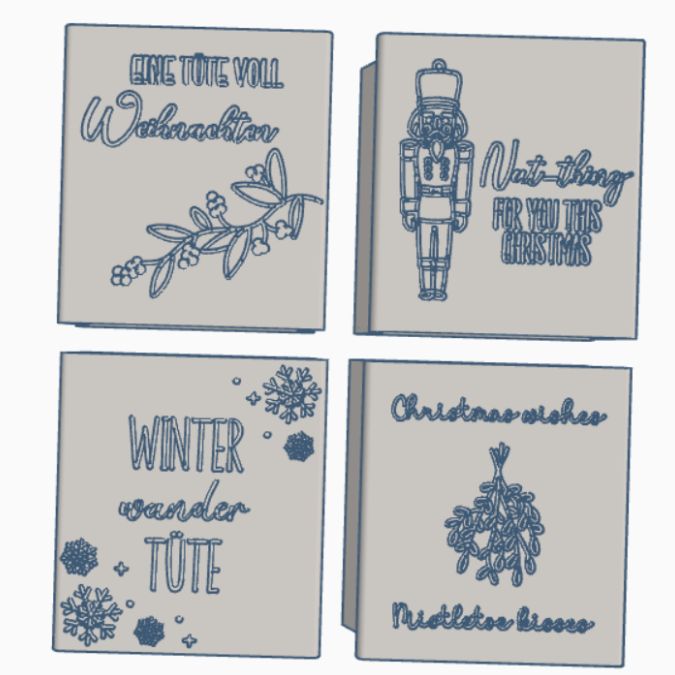 STL 3D Druck Datei 4 Designs Tüte Leuchttüte Weihnachten Geschenktüte skalierbar Deko Weihnachtsgeschenk 3D-Datei 3D-Druck Vorlage Advent Geschenkidee – Bild 2