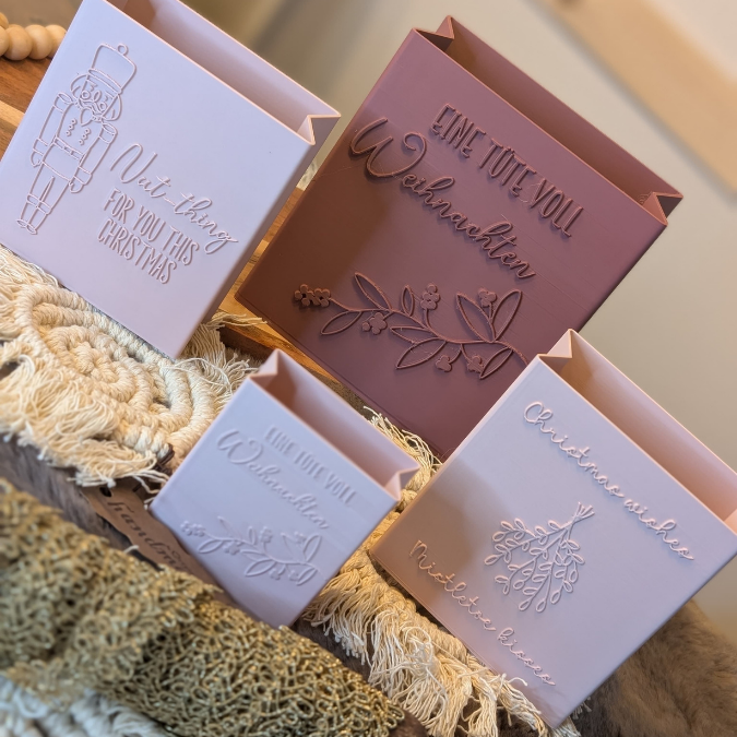 STL 3D Druck Datei 4 Designs Tüte Leuchttüte Weihnachten Geschenktüte skalierbar Deko Weihnachtsgeschenk 3D-Datei 3D-Druck Vorlage Advent Geschenkidee