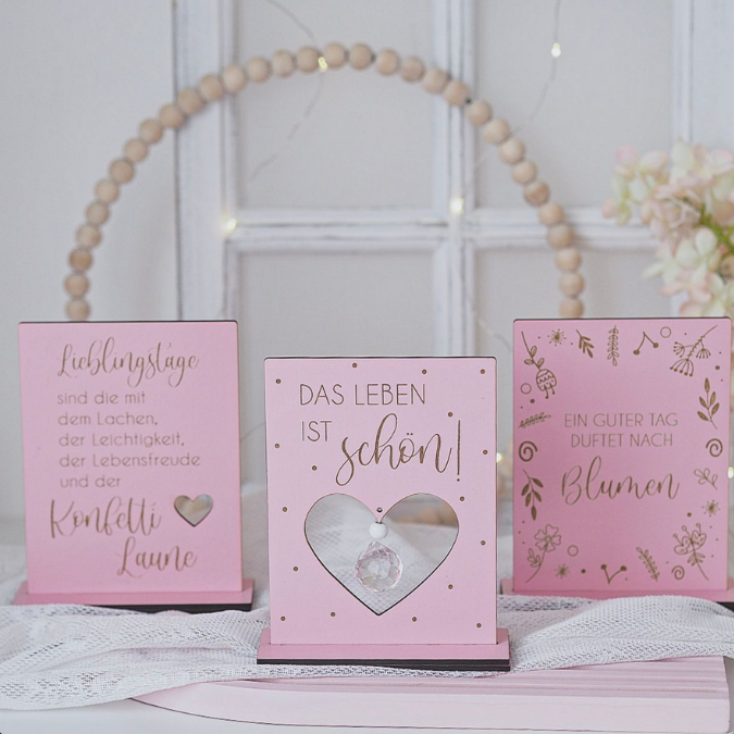 SVG Laserdatei 3er Aufsteller mit Botschaft Sonnenfänger 3mm 4mm Das Leben ist schön positiv Good vibes SVG-Datei Geschenkidee Affirmation – Bild 25