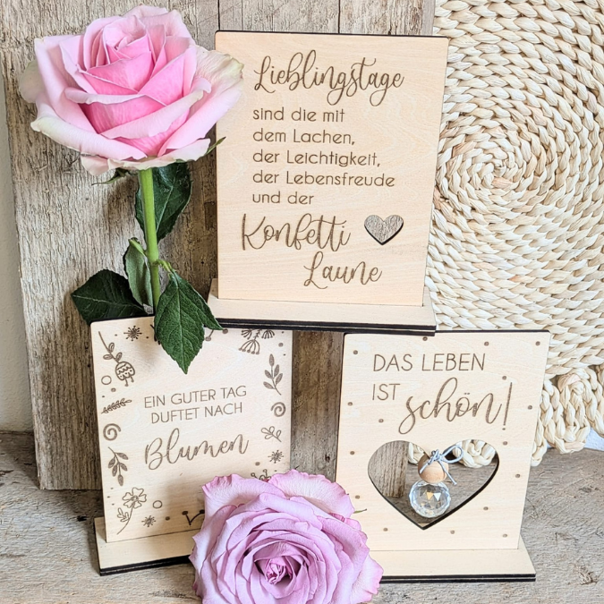 SVG Laserdatei 3er Aufsteller mit Botschaft Sonnenfänger 3mm 4mm Das Leben ist schön positiv Good vibes SVG-Datei Geschenkidee Affirmation – Bild 22