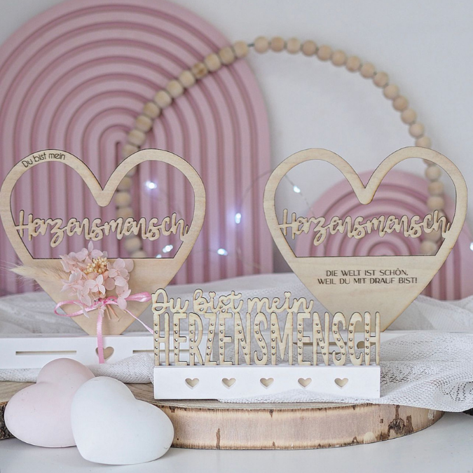 SVG Laserdatei Klötzchenschrift Herzensmensch Herz Aufsteller Liebe Valentinstag Freundin Mama Muttertag Klötzchendatei SVG Datei 3 Designs – Bild 11