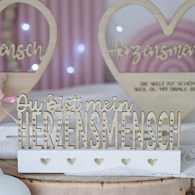 SVG Laserdatei Klötzchenschrift Herzensmensch Herz Aufsteller Liebe Valentinstag Freundin Mama Muttertag Klötzchendatei SVG Datei 3 Designs – Bild 4