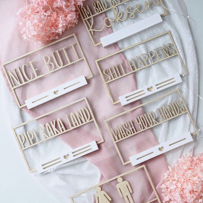 6 Designs SVG Laserdatei Klötzchenschrift Klötzchen Rahmen Gäste Wc Toilette Klo lustig nice butt shit happens SVG Datei nicht koksen humor – Bild 13