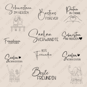 Freundschaft SVG Laser Datei Gravur Beste Freundin Seelenverwandte Bestie BFF Freundinnen Freundschaft Laserdatei Plotterdatei