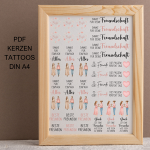PDF Kerzen Tattoo Vorlage Freundinnen Beste Freundin Besties Seelenverwandte A4 Kerzentattoos zum selberdrucken Kerzensticker DIGITALE DATEI
